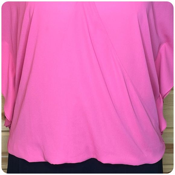 INC International Concepts Surplice Blouse Fuchsia Flutter Sleeve Loose Fit 3X - Picture 4 of 5